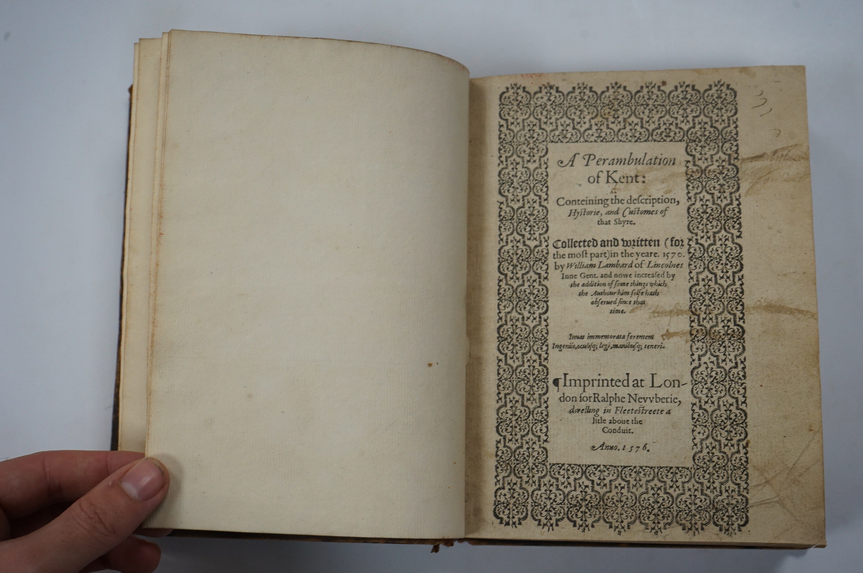 Lambard, William - A Perambulation of Kent: conteining the description, hystorie, and customes of that shyre. Collected and written ... in the yeare 1570 ... and nowe increased by the addition of some things which the Au